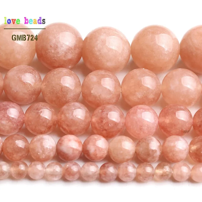 Nude Angelite Stone Round Sunstone Loose Stone Beads for Jewelry Making DIY Bracelet Necklace 15'' strand 4/6/8/10/12mm