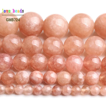 Nude Angelite Stone Round Sunstone Loose Stone Beads for Jewelry Making DIY Bracelet Necklace 15'' strand 4/6/8/10/12mm
