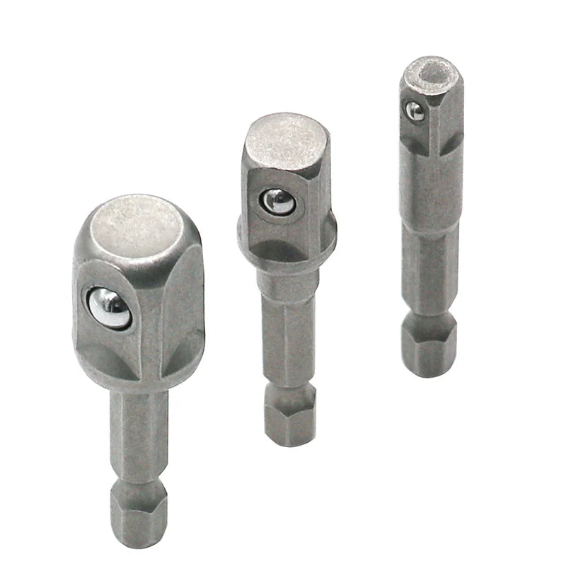 Chrome Vanadium Steel Socket Adapter Hex Shank to 1/4" 3/8" 1/2" Extension Drill Bits Driver Electrical Drilling Heads