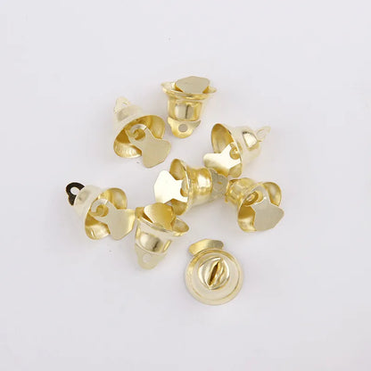 12/14/16/21/26mm Gold Iron Vacuum Christmas Open Jingle Bells Pendant Handmade Party DIY Crafts Accessories
