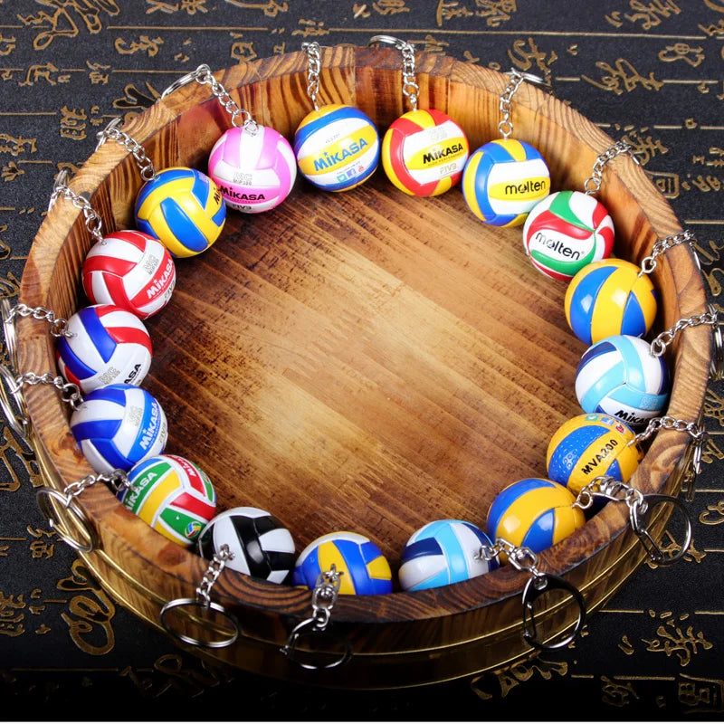 PVC Volleyball Keychain Ball Toy Sport Key Chain Gift Car Ball Key Holder Ring For Players Men Women Keyring Birthday Gift