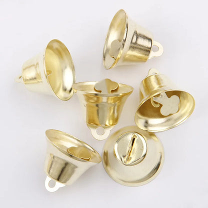 12/14/16/21/26mm Gold Iron Vacuum Christmas Open Jingle Bells Pendant Handmade Party DIY Crafts Accessories
