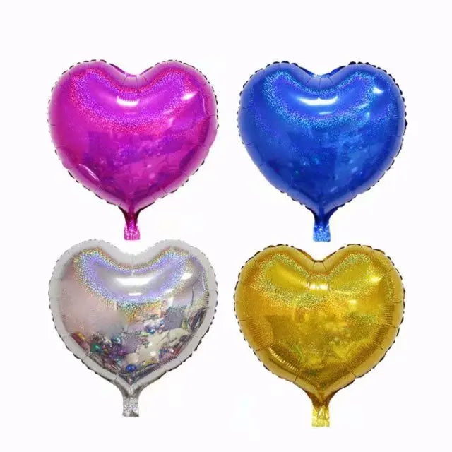 10pcs/lot 18inch Laser Metallic Star heart Foil Balloons Wedding Baby Shower Birthday Party Decor Helium Inflatable Globos Gift