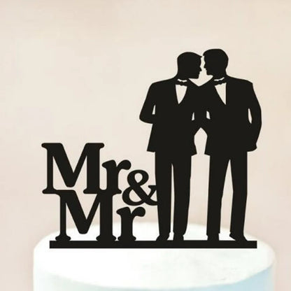 Same-sex Men and Mr Wedding Cake Topper, Mr and Mr Cake Topper Silhouette, Wedding Cake Decor Supplies, Unique Cake Topper
