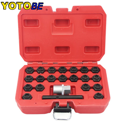 22Pc Wheel Locking Nut Key Socket Sets For BMW 1 3 5 6 & 7 Series 1/2" Drive Anti-Theft Lug Removal Tool 041-060