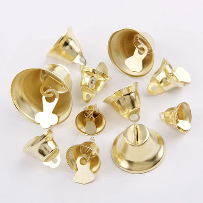 12/14/16/21/26mm Gold Iron Vacuum Christmas Open Jingle Bells Pendant Handmade Party DIY Crafts Accessories