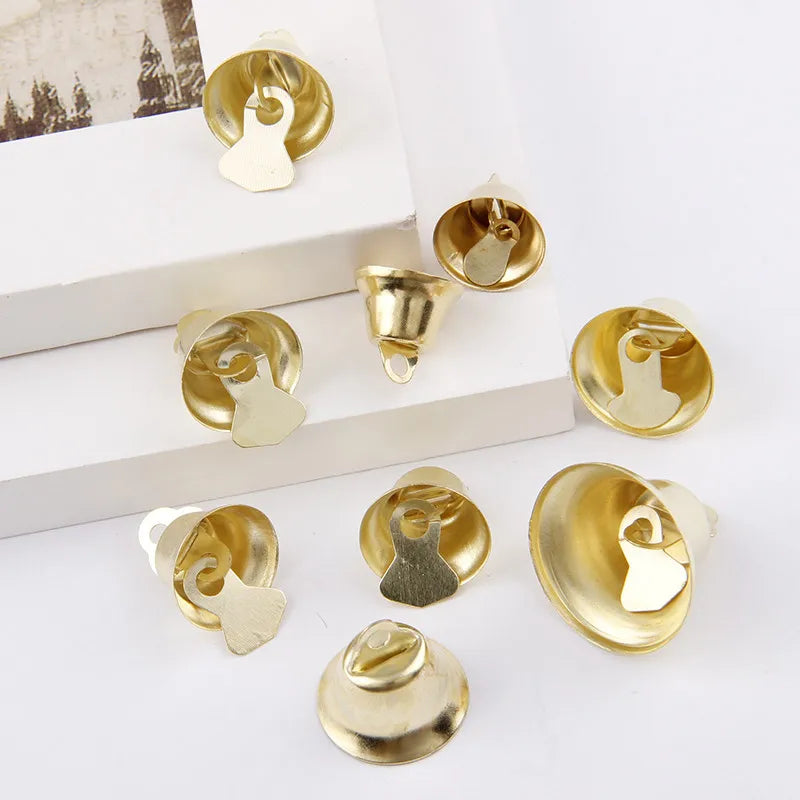 12/14/16/21/26mm Gold Iron Vacuum Christmas Open Jingle Bells Pendant Handmade Party DIY Crafts Accessories