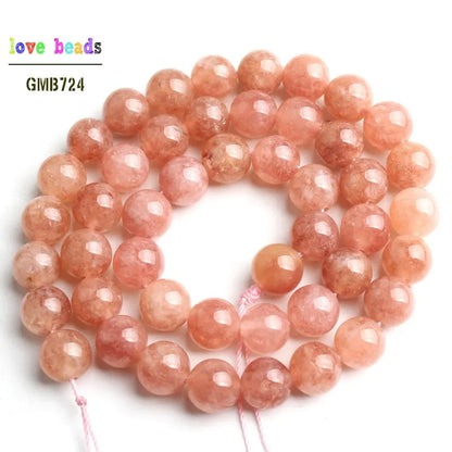 Nude Angelite Stone Round Sunstone Loose Stone Beads for Jewelry Making DIY Bracelet Necklace 15'' strand 4/6/8/10/12mm