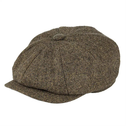 BOTVELA Wool Tweed Newsboy Cap Herringbone Men Women Gatsby Retro Hat 8 Panel Driver Flat Cap Black Brown Green Navy Blue Coffee