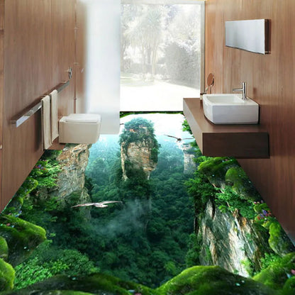 Custom 3D Mural Floor Wallpaper Cliff Scenery PVC Wear Waterproof For Bathroom 3D Floor Wall Stickers Vinyl  Kitchen Wall Paper
