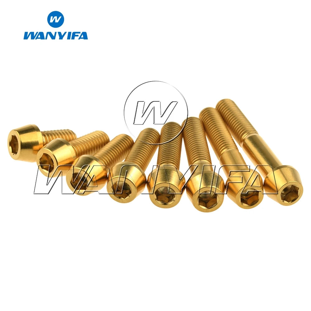 Wanyifa Titanium Bolts M8x 15 20 25 30 35 40 45 50 60 70mm Allen Key Taper Head Screw for Bicycle Motorcycle Car Ti Fastener