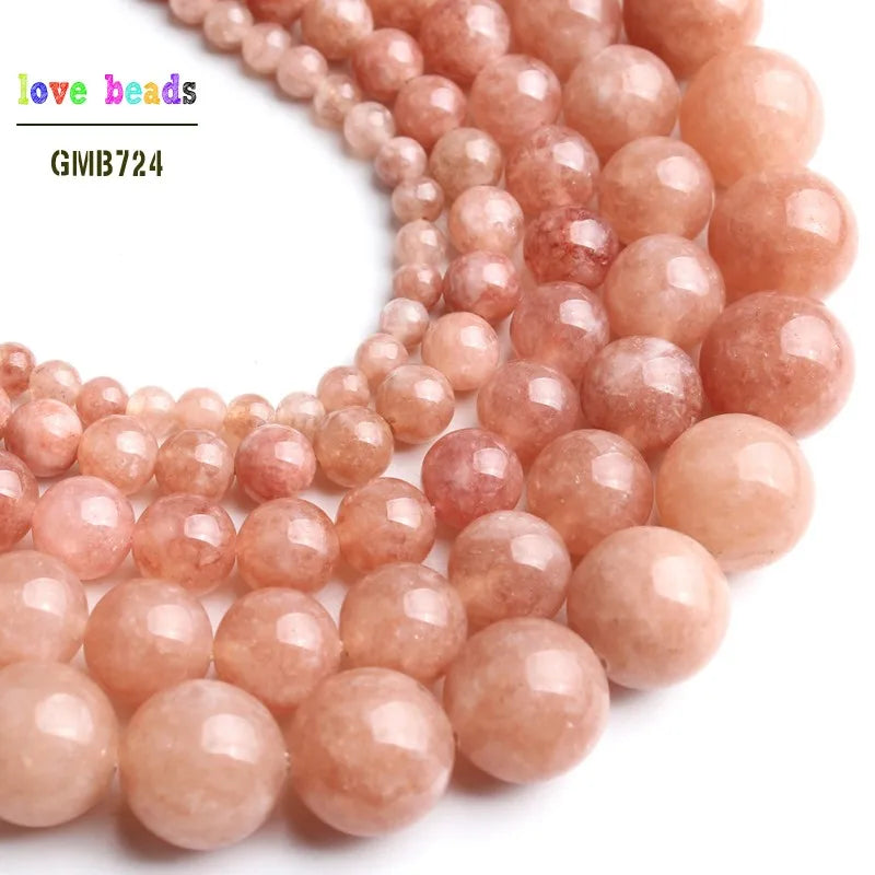 Nude Angelite Stone Round Sunstone Loose Stone Beads for Jewelry Making DIY Bracelet Necklace 15'' strand 4/6/8/10/12mm