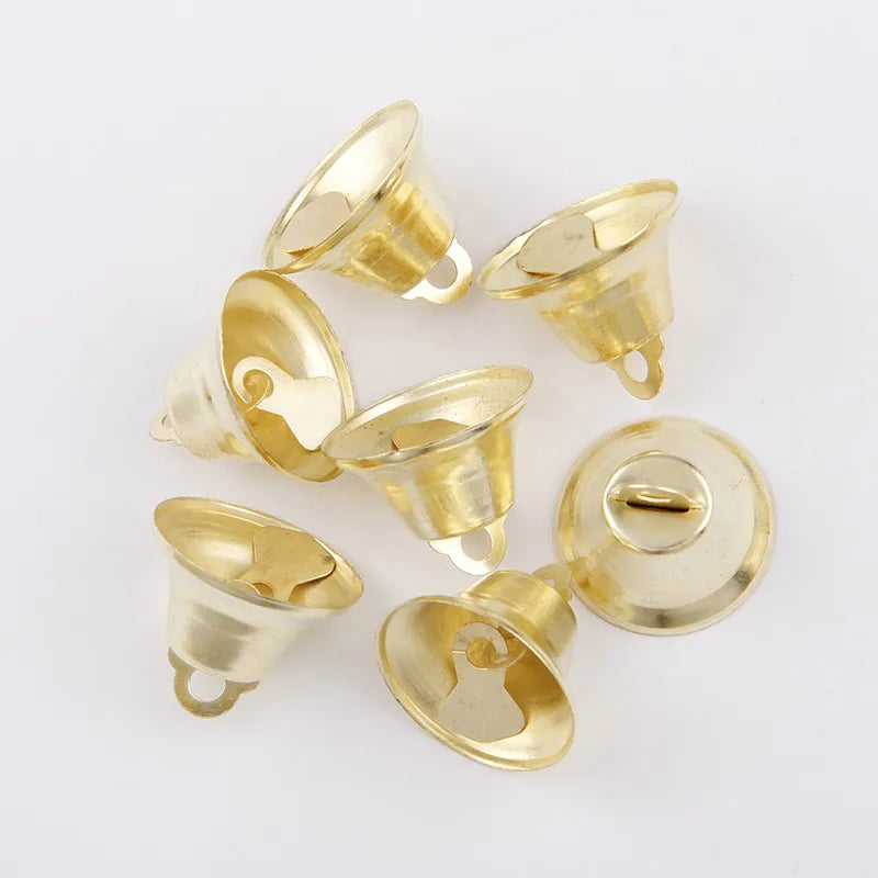 12/14/16/21/26mm Gold Iron Vacuum Christmas Open Jingle Bells Pendant Handmade Party DIY Crafts Accessories