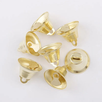 12/14/16/21/26mm Gold Iron Vacuum Christmas Open Jingle Bells Pendant Handmade Party DIY Crafts Accessories