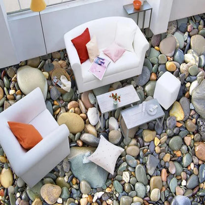 3D Stereo Stone Pebble Floor Wallpaper Bathroom Living Room PVC Self-Adhesive Waterproof Mural 3D Tiles Floor Sticker Home Decor