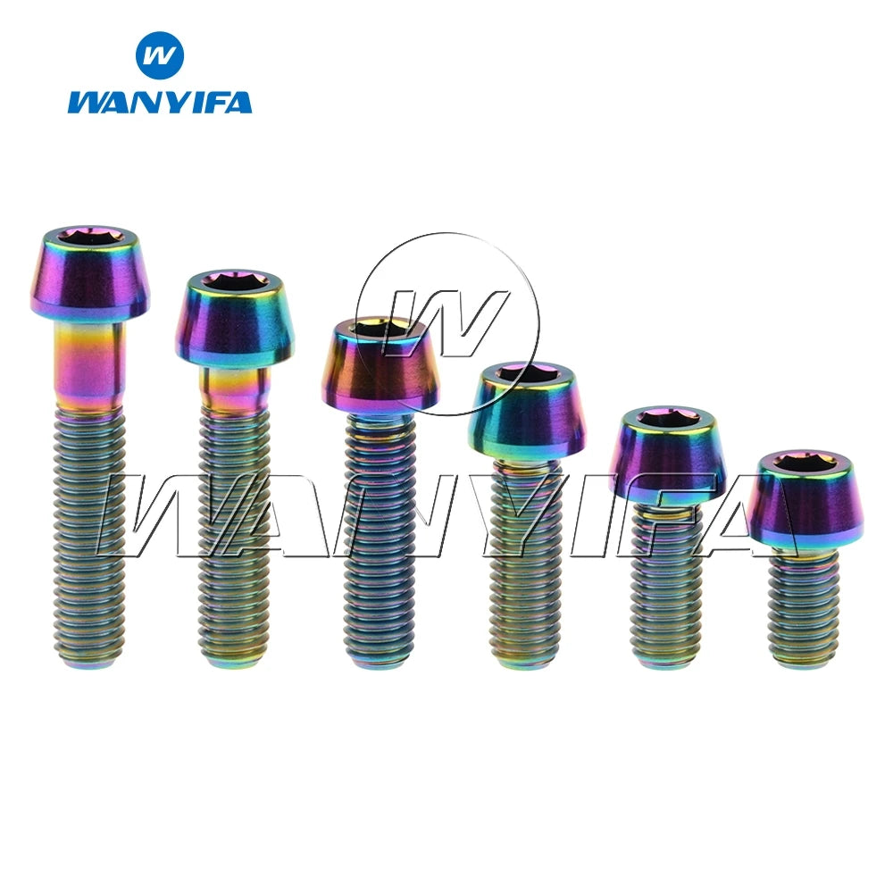 Wanyifa Titanium Bolts M8x 15 20 25 30 35 40 45 50 60 70mm Allen Key Taper Head Screw for Bicycle Motorcycle Car Ti Fastener