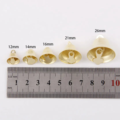12/14/16/21/26mm Gold Iron Vacuum Christmas Open Jingle Bells Pendant Handmade Party DIY Crafts Accessories