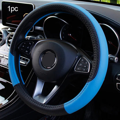 Universal Car Steering Wheel Cover For 37-38cm Steer Wheel Faux Leather Breathable Car Wheel Cover Interior Auto Accessories