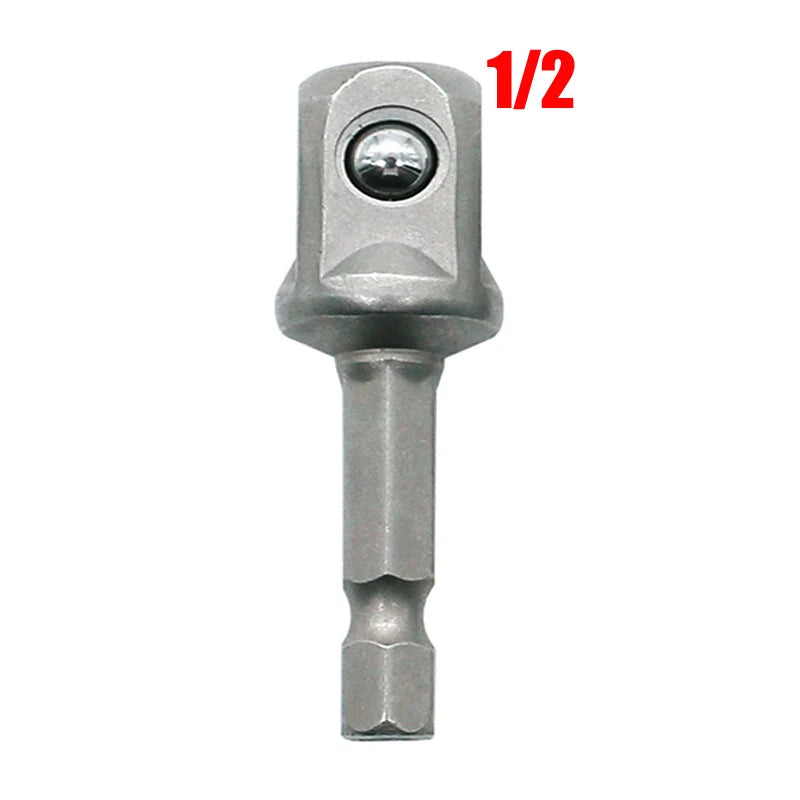 Chrome Vanadium Steel Socket Adapter Hex Shank to 1/4" 3/8" 1/2" Extension Drill Bits Driver Electrical Drilling Heads