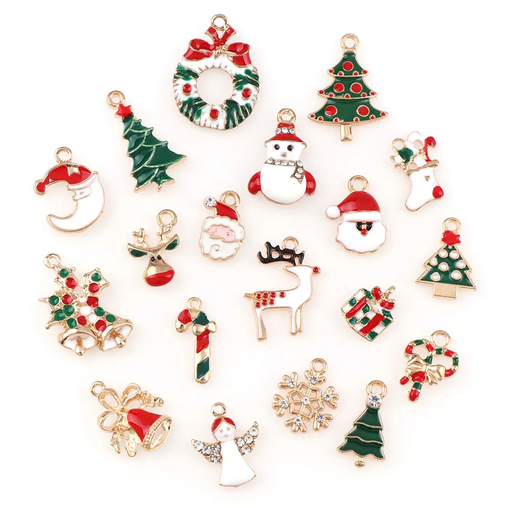 10-50PCS  A+ NewYear Fashion Metal Alloy Christmas Charm Decor Set Xmas Pendant Drop Ornaments Hanging Christmas Decoration