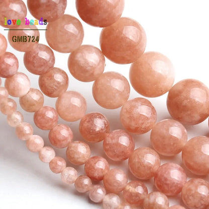 Nude Angelite Stone Round Sunstone Loose Stone Beads for Jewelry Making DIY Bracelet Necklace 15'' strand 4/6/8/10/12mm