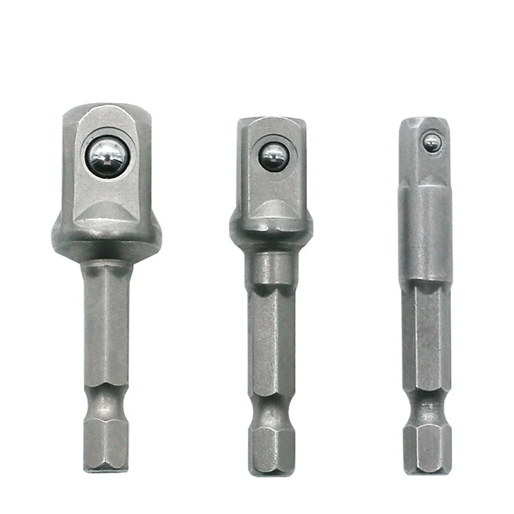 Chrome Vanadium Steel Socket Adapter Hex Shank to 1/4" 3/8" 1/2" Extension Drill Bits Driver Electrical Drilling Heads