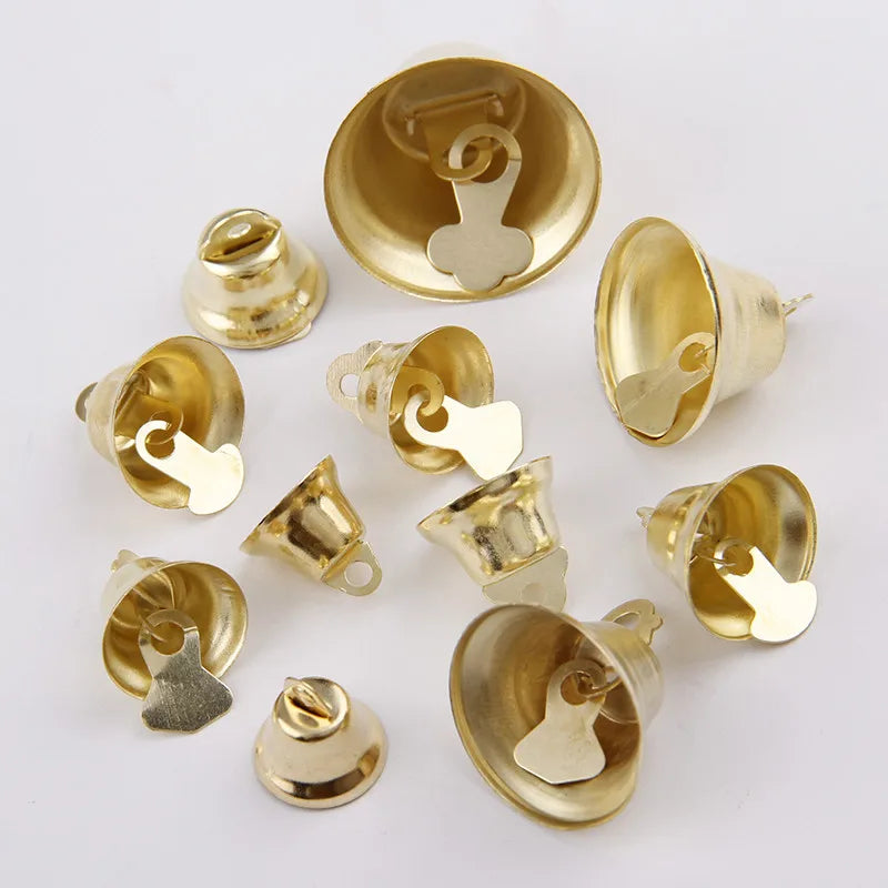 12/14/16/21/26mm Gold Iron Vacuum Christmas Open Jingle Bells Pendant Handmade Party DIY Crafts Accessories