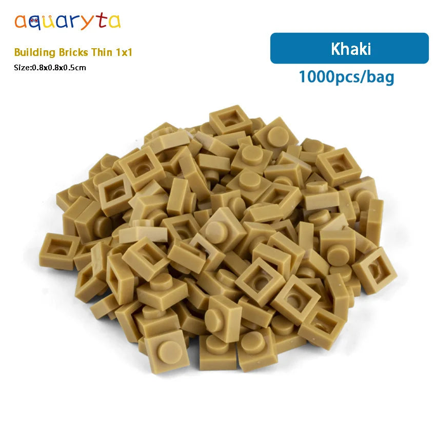 Aquaryta 1000pcs Building Bricks Thin 1X1 Bulk Compatible With Logo 3024 Educational Assemblage Construction Toys Gift for Kids