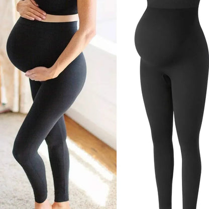 High Waist Pregnancy Leggings Skinny Maternity Clothes for Pregnant Women Belly Support Knitted Leggins Body Shaper Trousers