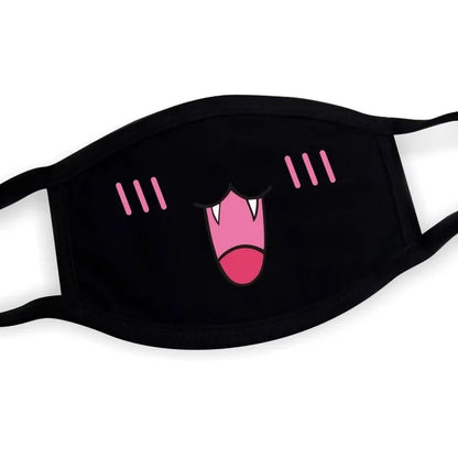 Super Cute Expression Smile Breathable Mouth Face Mask For Korean Black Kpop Unisex Kawaii Face Mouth Muffle Mask Cotton Anime