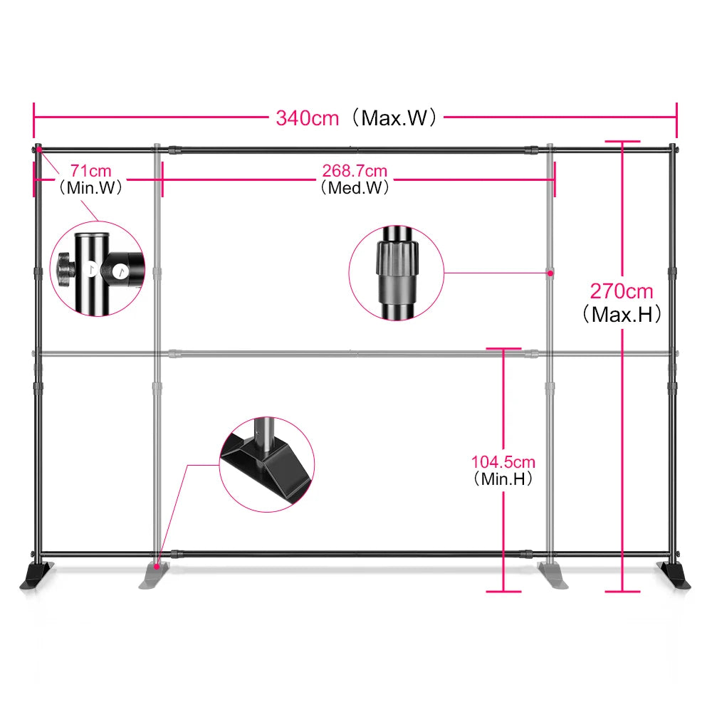 Background Stand Photo Frame Photography Crossbar Wedding Outdoor Bithday Decoration School Photographic Backdrop Party