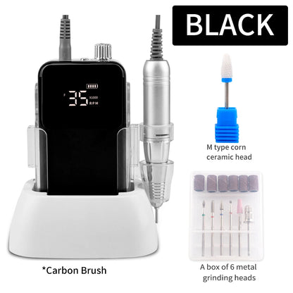 SIMINAIL Rectangle Nail Drill Rechargeable Desktop Base 35000RPM Manicure Electric Machine Nail File Pedicure Cordless Drilling