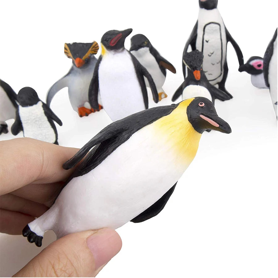 Simulation Penguin Models Figurines,Antarctic Set with Different Varieties of Penguin Cub Ocean Animal Model Cake Toppers Gift