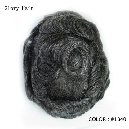 0.12-0.14mm Injected Male Hair Prosthesis Injection Thin Skin Toupee Man Wigs Human Hair Men's Capillary Prothesis For Hair Loss