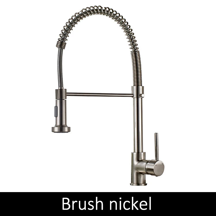 Deck Mounted Flexible Kitchen Faucets Pull Out Mixer Tap Black Hot Cold Kitchen Faucet Spring Style with Spray Mixers Taps E9009