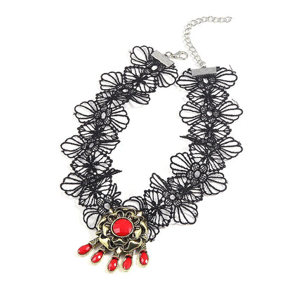 Residents Evils 8 Village Cosplay Necklaces Lady Dimitrescu's Daniela Bela Lace Flowers Collar Choker Halloween Jewelry Gifts