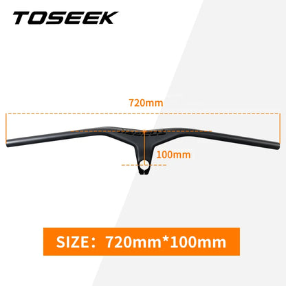 TOSEEK Handlebars MTB Bicycle Integrated Handlebar and Stem -17 Degrees Carbon Fibre Handle Bar Mountain Bike Parts 28.6mm