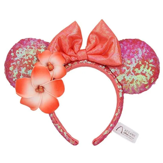 Disney Princess Minnie Ears Headband Big Sequin Bows EARS COSTUME Headband Cosplay Plush Adult/Kids Headband Gift