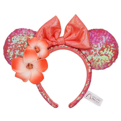 Disney Princess Minnie Ears Headband Big Sequin Bows EARS COSTUME Headband Cosplay Plush Adult/Kids Headband Gift