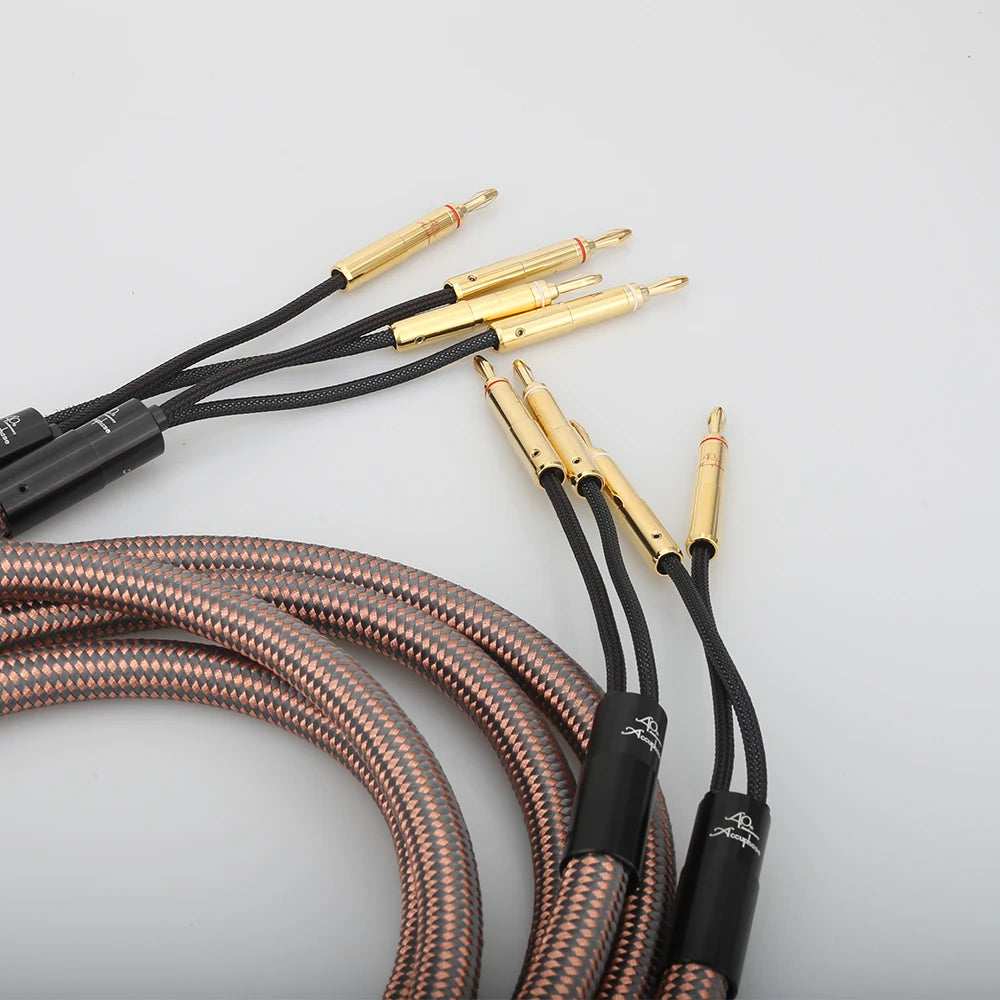 Hifi Speaker Cable Pure Copper Audio Wire with Gold-Plated Banana Plug for Enhanced Sound Quality