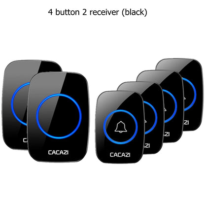 CACAZI Wireless Waterproof Doorbell 300m Range US EU UK AU Plug Home Intelligent Door Bell Chime 1 2 Button 1 2 3 Receiver