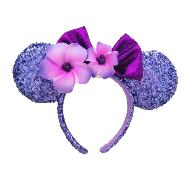 Disney Princess Minnie Ears Headband Big Sequin Bows EARS COSTUME Headband Cosplay Plush Adult/Kids Headband Gift