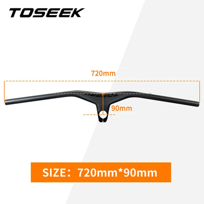 TOSEEK Handlebars MTB Bicycle Integrated Handlebar and Stem -17 Degrees Carbon Fibre Handle Bar Mountain Bike Parts 28.6mm