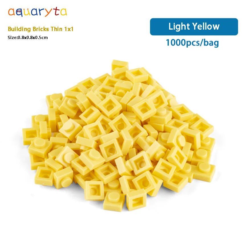 Aquaryta 1000pcs Building Bricks Thin 1X1 Bulk Compatible With Logo 3024 Educational Assemblage Construction Toys Gift for Kids