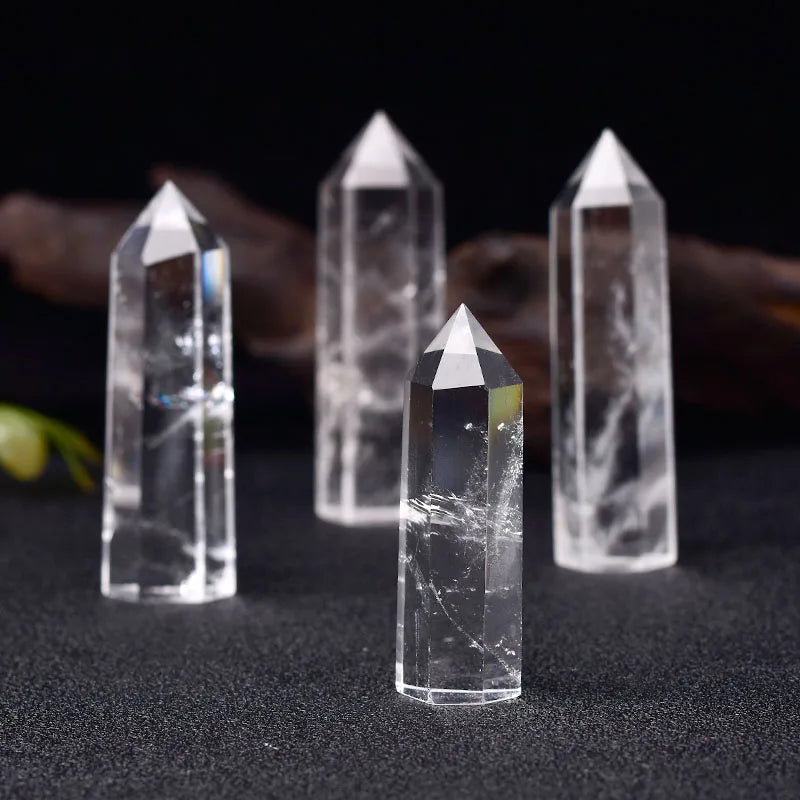 Natural Crystal Clear Quartz Transparency Quartz Point Healing Stone Hexagonal Prisms 50-80mm Obelisk Wand Stone Home Decor 1PC