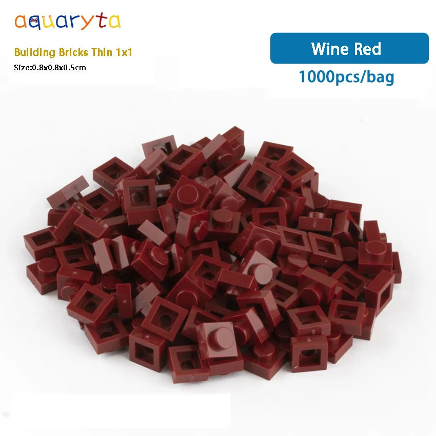 Aquaryta 1000pcs Building Bricks Thin 1X1 Bulk Compatible With Logo 3024 Educational Assemblage Construction Toys Gift for Kids