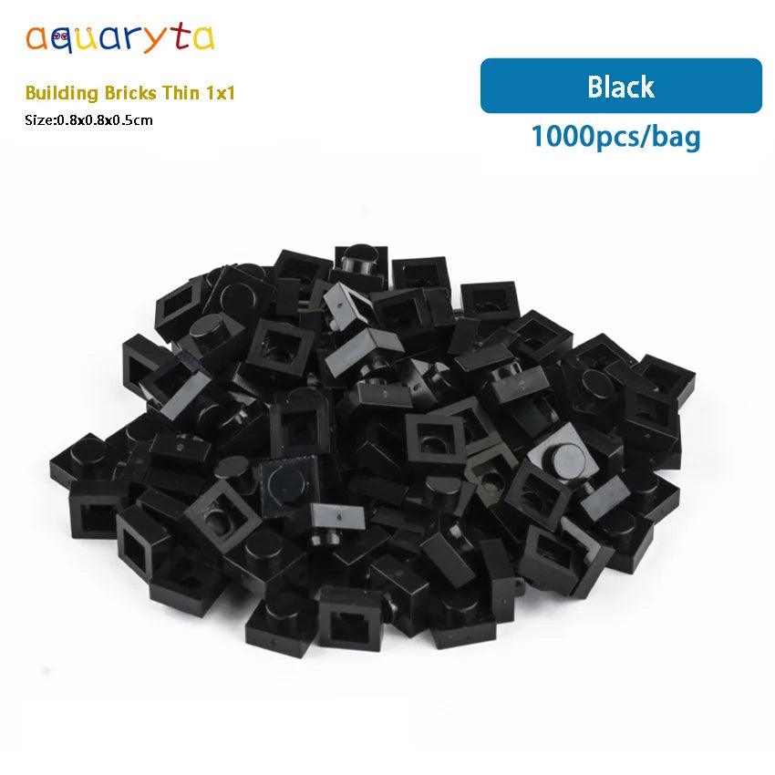 Aquaryta 1000pcs Building Bricks Thin 1X1 Bulk Compatible With Logo 3024 Educational Assemblage Construction Toys Gift for Kids