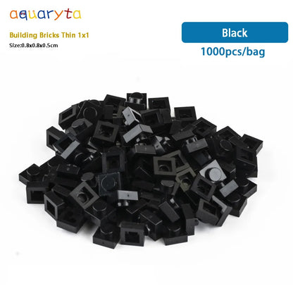 Aquaryta 1000pcs Building Bricks Thin 1X1 Bulk Compatible With Logo 3024 Educational Assemblage Construction Toys Gift for Kids