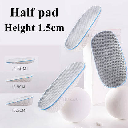 KOTLIKOFF 1.5-3.5cm Height Increase Insoles Breathable High-Elastic Sport Sole Pad Heel Insert Taller Support Absorbant Foot Pad