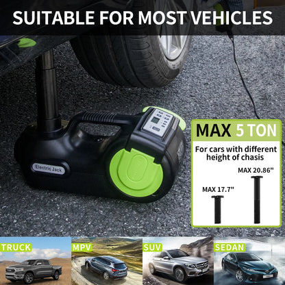 FOVOW 12V Electric Car Jack 5 Ton 4 in 1 Electric Hydraulic Jack 155-450/530mm Car Jack Kit